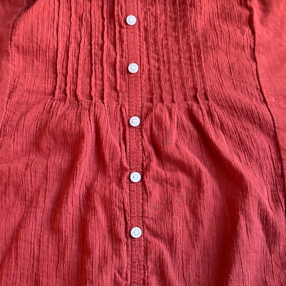 Women's Rust Ruffled Faux Button-Down Top 🤩 - Picture 11 of 12